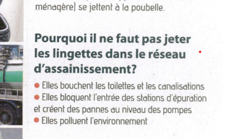 Pas de lingettes dans les toilettes